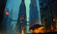 drawing a cyberpunk city illustrations