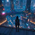 make a cyberpunk futuristic city and background