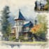 draw a watercolor house painting