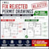 fix rejected permit drawings and respond to city comments