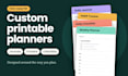 design printable planners, journals, trackers and checklists