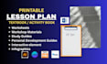 design printable activity tracking lesson plans, early grade syllabus textbook