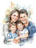 create a family portrait watercolor portrait