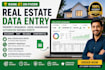 do real estate data entry, property research excel dashboard automated goggle
