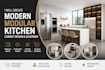 create modern modular kitchen cabinet design with 3d render