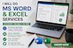 provide professional microsoft word and excel services