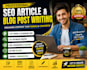 write SEO optimized articles and blog posts in arabic and english