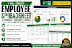 create employee spreadsheet, timesheet, attendance and payroll tracker in excel