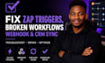 setup zapier automation, fix zapier workflows, zapier webhook, CRM automation