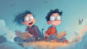 draw a cute and funny cartoon illustration