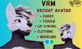 do custom furry vtuber model, vrchat avatar, 3d furry model, 3d nsfw model