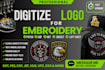 digitize logo for embroidery patch cap hat jacket left chest dst pes exp files