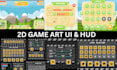 custom 2d game hud, UI, assets, icons and tilesets