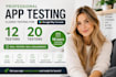 provide 12 testers closed testing 12 app tester 20 testers mobile app testing