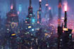 make cyberpunk city illustrations