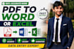 convert PDF to word or excel manually