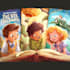 create a magical childrens book cover that captivates