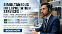 provide simultaneous interpretation between dari pashto and english