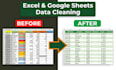 excel and google sheets data cleaning and organization