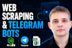create a web scraper data parser and telegram bot