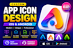 design modern and attractive custom app icon logo for ios android app store