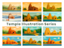 create flat vector temple and spiritual illustrations