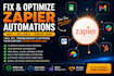 fix, troubleshoot,optimize broken zapier automations fast or existing workflows