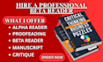beta read your romance book with detailed feedback