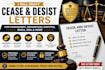 draft cease and desist letters for harassment, defamation, or disputes dmca nda