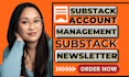 manage substack account, substack setup substack newsletter design substack post