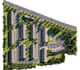 exterior rendering for modern townhouse, siteplan develop, community aerial view