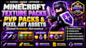 design custom minecraft pvp texture pack, resource packs, and pixel art asset
