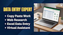 do flawless data entry, copy paste and web research