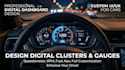 design car dashboard digital cluster with speedometer and gauges