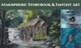 atmospheric watercolor fantasy landscape or storybook illustration