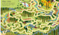 vector map illustration, fantasy game map, illustrated map design, city site map
