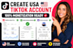 create usa tiktok account for tiktok monetization with organic growth