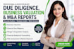 do professional business valuation and due diligence analysis