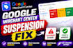 fix google merchant center suspension and misrepresentation