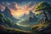 create epic fantasy landscape illustrations