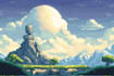 draw pixel art scene and background for your game