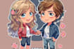 draw cute couple chibi illustration