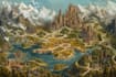 do medieval fantasy map, isometric vector map illustration