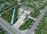model 3d modern civic campus, mixed use space site development, landscape render