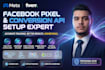 set up facebook pixel, meta conversion API, and advanced event tracking