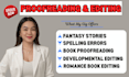 do book proofreading, book and developmental editing, and romance book editing
