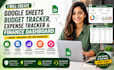 create google sheets budget tracker, expense tracker and finance dashboard