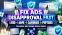fix cbd vape cannabis ads disapproval, run compliant peptides ads supplements ad