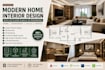 create modern bedroom living room kitchen interior design