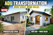 design modern adu tiny house interior and exterior with 3d rendering